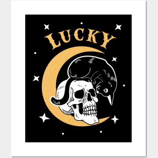 Lucky Black Cat Halloween Shirt Posters and Art